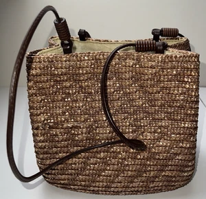 St Johns Bay braune Stroh Schultertasche 8,5" x 9,5" - Bild 1 von 15