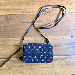Vera Bradley Black Havana Dots Crossbody Multi Pocket Wallet Bag RFID Clutch - Picture 1 of 4