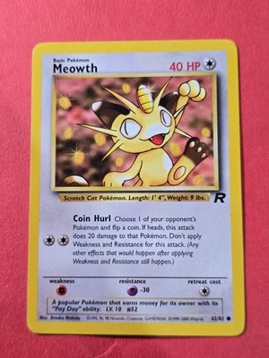 2000 Pokemon Team Rocket Unlimited #62 Meowth, C, NF/H, cds2 - Image 1 of 3