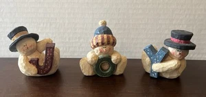 "Juego de 3 figuras de muñeco de nieve hechizo hechizo hechizo de Navidad ALEGRÍA" - Imagen 1 de 7