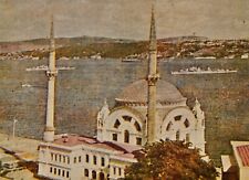 Vintage Postcard,ISTANBUL,TURKEY,1956,Dolmabahce Mosque & Warships,To Norfolk,VA