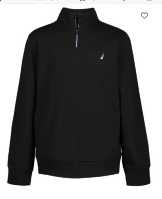 NAUTICA Big Boys Fleece Mock Neck Pullover 1/4 Zip Sweatshirt Black M (10-12) - Image 1 of 3