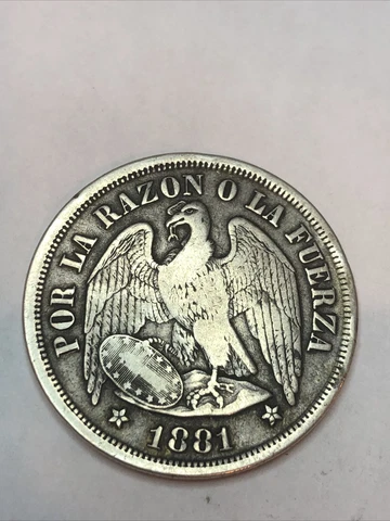 SASA 1881 Chile Silver Peso Nice Coin Cover