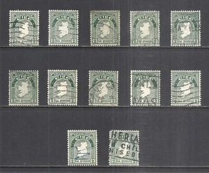 IRELAND SCOTT 109 USED x 12 - 1940 2p GREEN ISSUE - MAP OF IRELAND - Picture 1 of 2