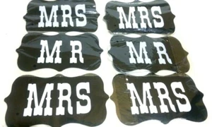 6 Mr And Mrs Chair Banner Set Garland Sign Black and White Paper Wedding Sign - Picture 1 of 2