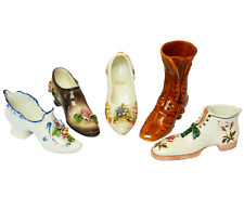 Sammlung Konvolut 5 ältere Keramik Porzellan Schuhe handbemalt nach 1930