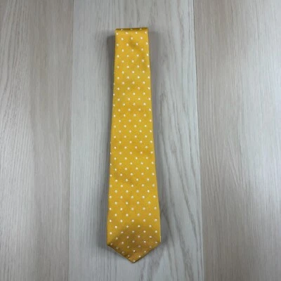 Corbata de lunares Versace para hombre amarilla blanca en punta 100 % seda pura 59x3 pulgadas Foto 1 de 4