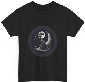 Moon Gazer Design T-Shirt Unisex Heavy Cotton Tee - Picture 1 of 11