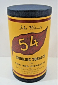 Lata de cartón vintage 54 etiqueta para fumar tabaco John Weisert St Louis Mo - Imagen 1 de 3
