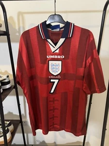 Original England 1997 / 1998 Auswärtstrikot Gr. L Unit Original #7 Beckham sehr guter Zustand - Bild 1 von 12