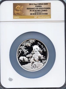 2012 China S50Y Panda NGC PF70 UC 5oz Silver 30th Issuance Of Gold Panda Coin - Picture 1 of 5