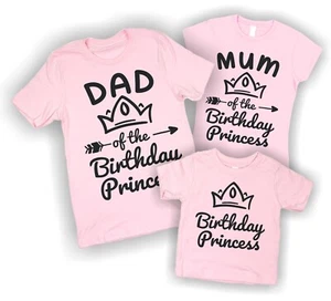 Birthday Princess Matching Family T-Shirts Mum Dad Girl's Birthday Clothing Idea - Picture 1 of 12