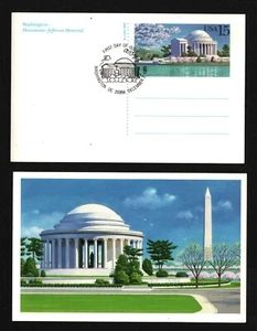 OPC 1989 US Jefferson Memorial Postal Card FDC Sc#UX144 Unaddressed 47053 - Picture 1 of 1