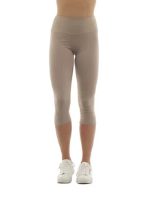 Damen Capri 3/4 Leggings hoher Bund kurze Hose leggins Baumwolle knielang - Picture 1 of 22