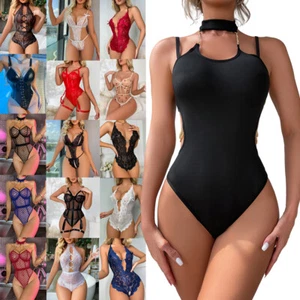 Women's Sexy Lace Lingerie Nightgown Babydoll Teddy One Piece Underwear Bodysuit - Picture 1 of 59