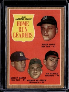 1962 Topps #53 AL Home Run Leaders Maris Mantle Killebrew VG-EX (surface issue) - Picture 1 of 2