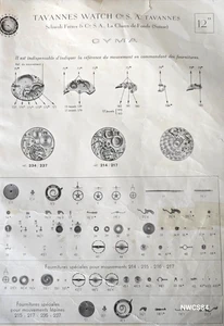 Cyma 234 Watch Parts Drop Down List New Old Stock Genuine W.W.W Military - Picture 1 of 46