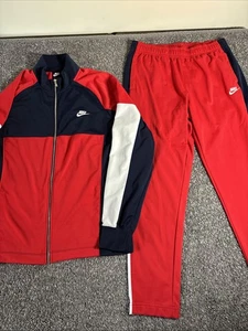 Nike Sportswear Trainingsanzug durchgehender Reißverschluss Jacke Hose Herren Large USA rot weiß blau - Bild 1 von 11