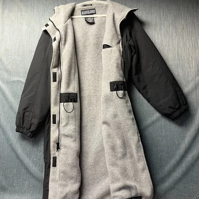 Abrigo largo para mujer LANDS' END talla M 10-12 forrado de lana negro forrado con capucha Foto 1 de 4