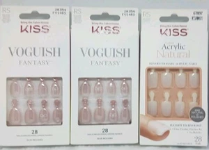 Kiss 3 real short Voguish Fantasy Nails 28 nails per pack 1 pack acrylic natural - Picture 1 of 3