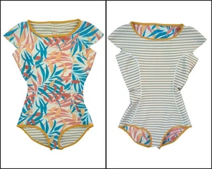 Seea One Piece Swimsuit Reversible Size Small Striped/Floral - Picture 1 of 3