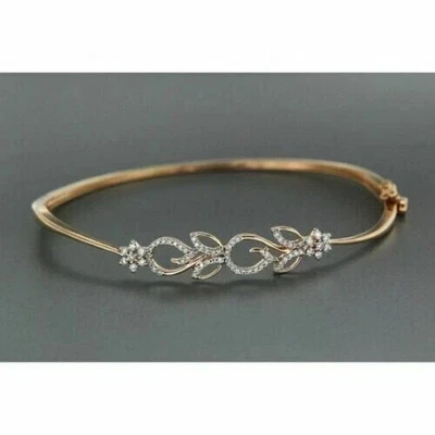 Brazalete brazalete de diamantes de corte redondo de 2 quilates creado en laboratorio para mujer enchapado en oro de dos tonos de 14 quilates Foto 1 de 3