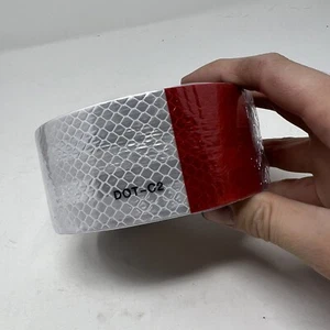 2"x32' DOT-C2 PREMIUM Reflective Red and White Conspicuity Tape Trailer 1 Roll - Picture 1 of 5