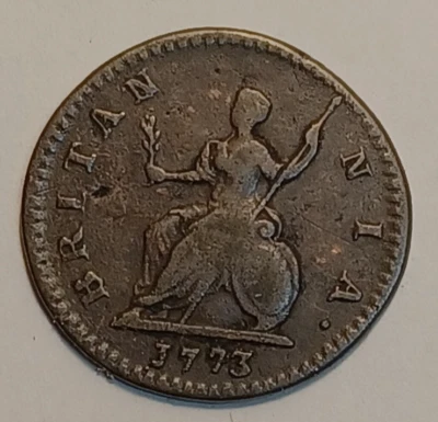 Moneda 1773 Farthing Gran Bretaña Jorge III F JRT 51 Foto 1 de 2