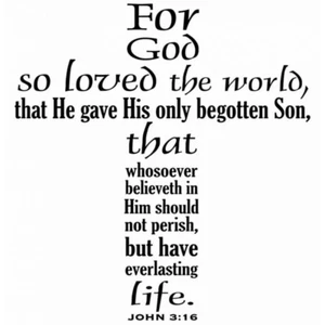 Vinyl Decal for Wall - For God So Loved The World, John 3:16 - Picture 1 of 2