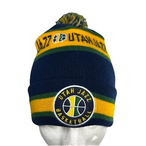 ICON Utah Jazz NBA Blue Yellow Green Beanie Winter Hat Cap Stocking Ball OSFM - Picture 1 of 7
