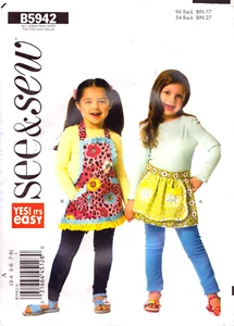 See & Sew 5942~Children's/Girl's Aprons~Ties at Waist or Short Bib Apron ~Sz 3-8 - Picture 1 of 4