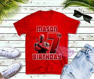 Personalised Deadpool Name Birthday T Shirt Celebration Unisex/Boys Ideal Gift - Picture 1 of 7