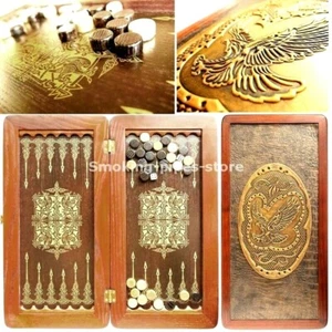LUSSO MEDIO legno naturale CLASSICO FATTO A MANO gioco Backgammon Eagle ORO 16" 410mm - Foto 1 di 7