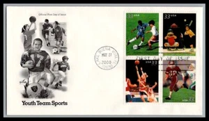 US FDC # 3399'-3402a 33c Youth Team Sports Soccer ArtCraft block  2000, 9p3373 - Picture 1 of 1