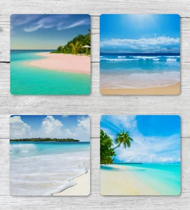 Beach Drink Coasters Set of Four Neoprene - Bild 1 von 3
