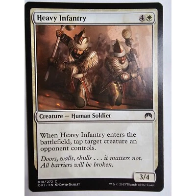 MTG Magic The Gathering Heavy Infantry Card 018/272 White Magic Origins 2015 - Image 1 of 2