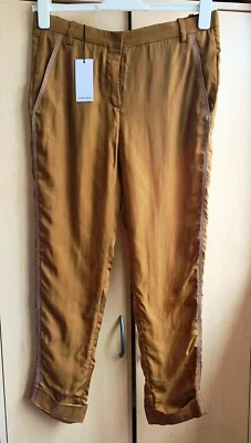 Pantalones de novio BN tallados caqui para mujer talla S UK10 tela satinada ligera Foto 1 de 4