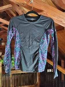 Athleta Top Damen Shirt XS Track Activewear schwarz mehrfarbig Armtasche gebraucht, in einwandfreiem Zustand - Bild 1 von 15
