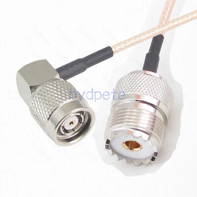 UHF female jack SO239 to RP-TNC male RA right angle RG316 Pigtail Coaxial cable  - Image 1 of 4