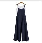 Women Casual Loose Long Bib Pants Wide Leg Jumpsuits Baggy Cotton Rompers Overal