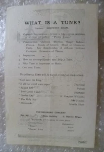 1919 Concert Programme What is a Tune Geoffrey Shaw 25 Oct - Picture 1 of 2