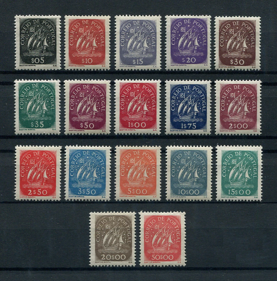 Portugal 1943 CARAVELA SAIL BOAT #617/633 complete set MH NO GUM, FVF - image 1 of 1