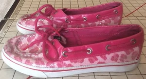 Zapatos Sperry Top-Sider Talla 3 Niñas Rosa Leopardo Biscayne Lentejuelas Juvenil Barco Zapato - Imagen 1 de 12