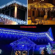 Christmas LED Icicle Falling Rain Curtain 4M Fairy String Lights Outdoor Party
