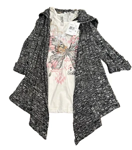 Beautees Girls Cardigan Set W/Elephant Pendant, Black, Large - Picture 1 of 5