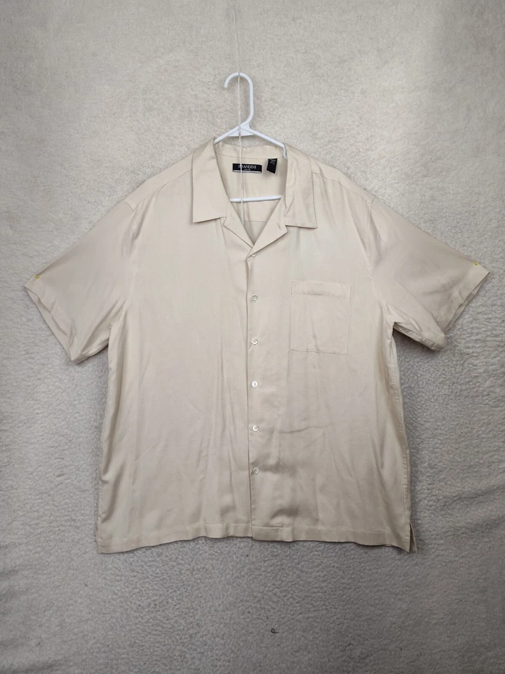 Camisa para hombre Brandini XXL Crema 100% seda Manga corta Abotonada Comodidad Casual Foto 1 de 4