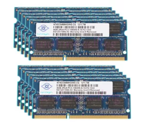 40GB RAM Nanya 10Pcs 4GB 2RX8 PC3-10600S DDR3 1333Mhz Memory RAM SODIMM Laptop - Picture 1 of 8