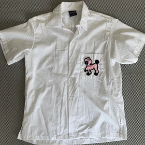 VTG Hilton Poodle White Short Sleeve Camp Shirt 50’s School Rock Sz Med USA - Picture 1 of 6