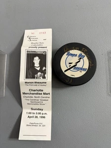 MANON RHEAUME Tampa Bay Lightning AUTOGRAPHED Signed Hockey Puck NHL w/Number - Picture 1 of 6