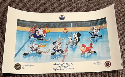 Batalla de Alberta Edmonton Oilers Looney Tunes LE Serigrafía firmada a mano McKimson Foto 1 de 4